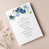 フローラダスティブルーボタニカル結婚スクリプト 招待状