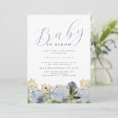 フローラダスティブルーボーイベビーイン開花ベビーシャワー 招待状 (スタンド正面)