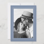 フローラダスティブルー写真の日付を結婚保存 招待状 (裏面)