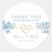 フローラダスティブルー結婚式の引き出物ありがとう ラウンドシール (正面)