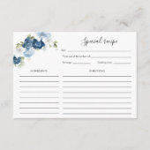 フローラダスティブルー開花ブライダルシャワーレシピ エンクロージャーカード (正面)