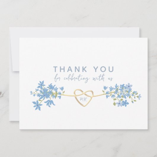 フローラダスティー結婚ブルーサンキューカード サンキューカード (正面)