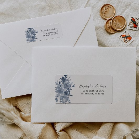 フローラダスティー結婚ブルー差出人住所 ラベル