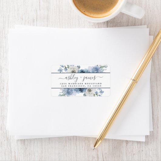 フローラダスティー結婚ブルー差出人住所 ラベル (インサイチュ)