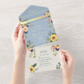 フローラダスティ結婚ブルーズオールインワン招待状 オールインワン招待状 (貼ってはがせる)