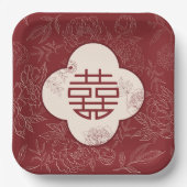 フローラダブル中国のハピ結婚ネス ペーパープレート (正面)