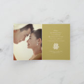 フローラダブル幸せ中国の金ゴールド結婚の写真 サンキューカード (内部)
