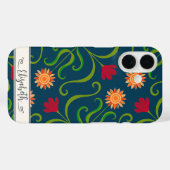 フローラダマスクスンフラワーボホーネイビーブルーフォークアート Case-Mate iPhoneケース (裏面 (横))