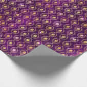 フローラダマスクハロウィーンスペルミス金ゴールドパープルパターン ラッピングペーパー (角)