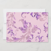 フローラダマスクピンクとパープル結婚式招待状 招待状 (裏面)