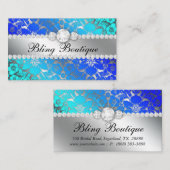 フローラダマスクブルーシーシルバージュエリー 名刺 (正面/裏面)