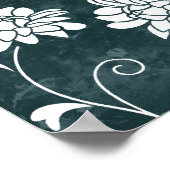 フローラダマスクブルー&ホワイト花ガーリーシック ポスター (角)