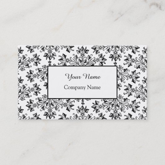 フローラダマスク白黒編集可能名刺 名刺 (正面)