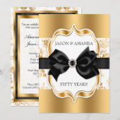 フローラダマスク記念日招待状（弓付き） 招待状 (正面/裏面)