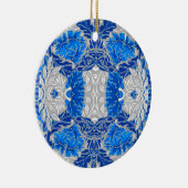 フローラダマスク、サファイアブルーとグレー セラミックオーナメント (右)