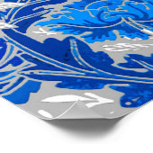 フローラダマスク、サファイアブルーとグレー ポスター (角)