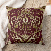 フローラダマスク，ブルゴーニュと金ゴールド,エレガントヴィンテージ クッション (ブランケット)