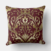フローラダマスク，ブルゴーニュと金ゴールド,エレガントヴィンテージ クッション (裏面)
