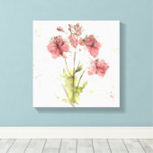 フローラダークピンクスプラッシュ キャンバスプリント (インサイチュ (ウッドフロア))