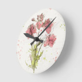 フローラダークピンクスプラッシュ ラウンド壁時計 (傾斜)