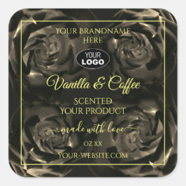 フローラダークブラウンバラ製品ラベル（ロゴ付き） スクエアシール