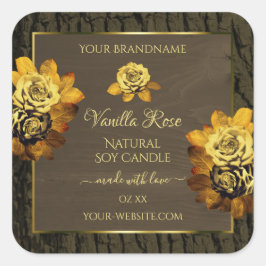 フローラダークブラウン樹皮粒製品ラベル スクエアシール