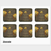 フローラダークブラウン樹皮粒製品ラベル スクエアシール (シート)