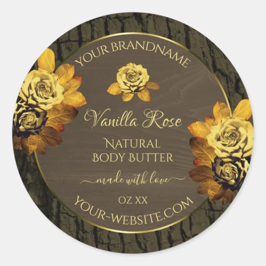 フローラダークブラウン樹皮粒製品ラベル ラウンドシール (正面)