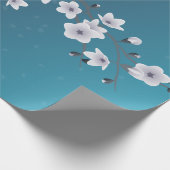 フローラダークブルーさくらんぼ ラッピングペーパー (角)