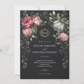 フローラダークムーディモノグラム結婚ズ 招待状 (正面)