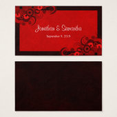 フローラダークレッドゴシックのカスタムウェディングメッセージカード (正面&裏面)