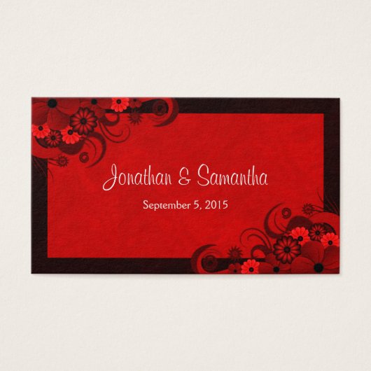 フローラダークレッドゴシックのカスタムウェディングメッセージカード (正面)