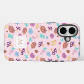 フローラチェシャーキャットパターンピンクモノグラム Case-Mate iPhoneケース (裏面 (横))