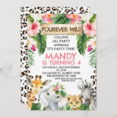 フローラチエタプリントフーレバーワイルド4th誕生日 招待状 (正面/裏面)