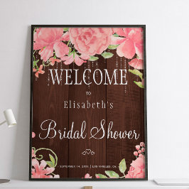 フローラチックライトブライダルシャワーウェルカムサイン ポスター
