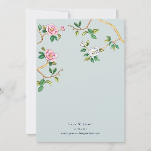 フローラチノイスリーグレーブルー結婚式招待状 招待状 (裏面)