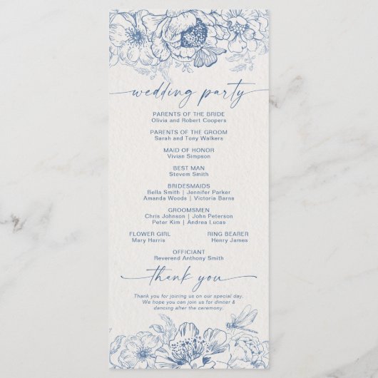 フローラチノイスリー結婚式 プログラム (裏面)