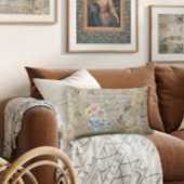 フローラチノワセリーヴィンテージブルーホワイト花瓶コテージ ランバークッション