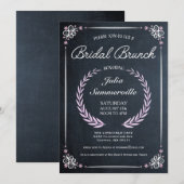 フローラチャルクボードブライダルブランチ招待状ピンク 招待状 (正面/裏面)