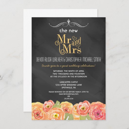 フローラチャルクボードポスト結婚式招待状 招待状 (正面/裏面)