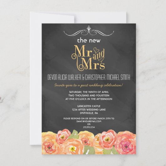 フローラチャルクボードポスト結婚式招待状 招待状 (正面)