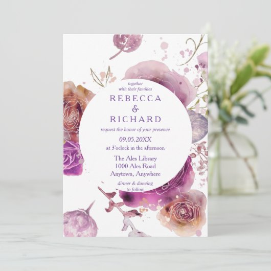 フローラチャーム水彩テーマ結婚ズ 招待状 (スタンド正面)