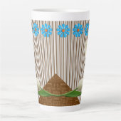 フローラチューリップストライプラテマグカップ カフェラテマグ (正面)