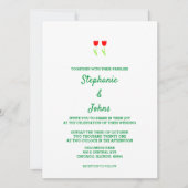 フローラチューリップフラワーレッドホワイトグリーンキュート結婚ズ 招待状 (正面)