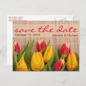 フローラチューリップ日付の結婚保存 案内ポストカード (正面/裏面)