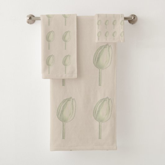 フローラチューリップ花柄グレー可愛クールい バスタオルセット (インサイチュ)