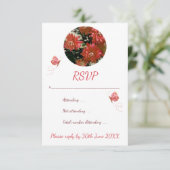 フローラチョウコーラルコテージシックRSVP 招待状 (スタンド正面)