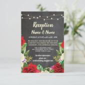フローラチョーク素朴ウェディングレセプションレッドローズ 招待状 (スタンド正面)