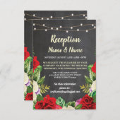 フローラチョーク素朴ウェディングレセプションレッドローズ 招待状 (正面/裏面)