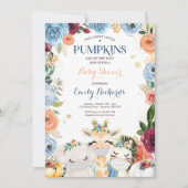 フローラツインサファリアニマルズカボチャ赤ちゃんシャワー 招待状 (正面)